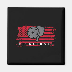 Aimant Pickleball drapeau américain rouge pickle ball hom
