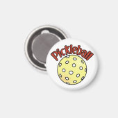 Aimant Pickleball en rouge avec balle jaune (Recto/Verso)