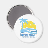Aimant Pickleball Tropical Palm Tree Sun Votre texte pers (Recto/Verso)