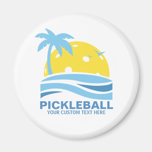 Aimant Pickleball Tropical Palm Tree Sun Votre texte pers (Devant)