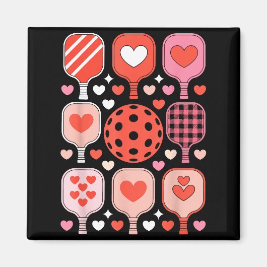 Aimant Pickleball valentine funny heart paddleball (Devant)