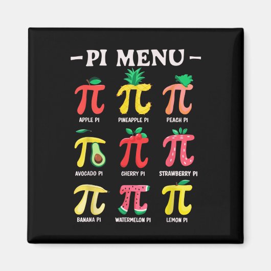 Aimant Pie Menu Funny Pi Day Pi 3.14 Math Teacher Pi Symb (Devant)