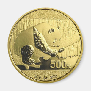 Aimant Pièce de monnaie de panda d'or