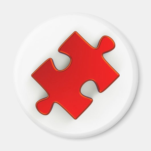 Aimant Pièce de puzzle 3D (Rouge métallique) (Devant)