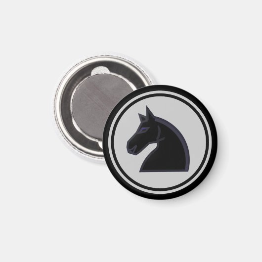 Aimant Pièce d'échecs noir Chevalier (Recto/Verso)