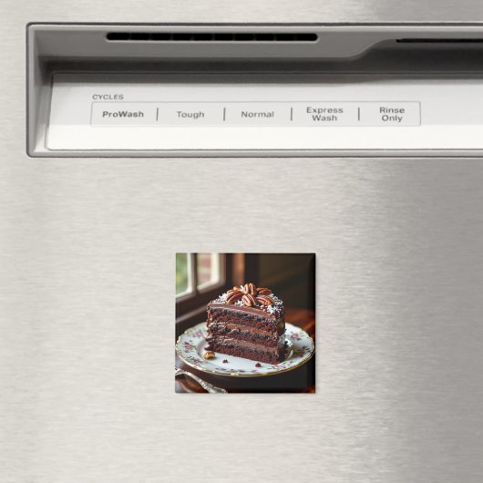 Aimant Piece of Chocolate Cake on a Fancy Plate (In Situ (Lave-vaisselle))