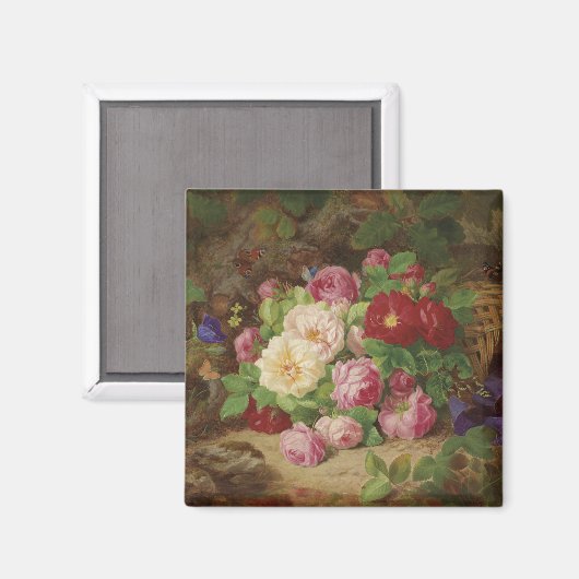 Aimant Pièce rose au plancher de la forêt avec des papill (Recto/Verso)