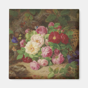 Aimant Pièce rose au plancher de la forêt avec des papill