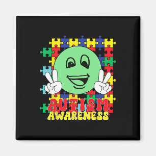 Aimant Pièces de puzzle autistiques visage souriant Sensi