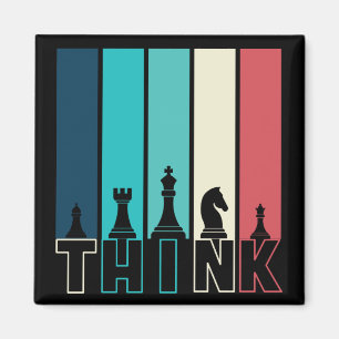 Aimant Pièces d'échecs Vintages uniques Penser coloré