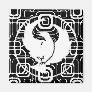 Aimant pied croisé avec Carrés blancs noirs