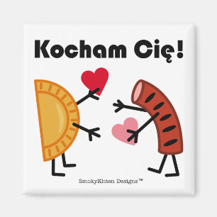 Aimant Pierogi et Kielbasa - Kocham cie ! (Je t'aime !)