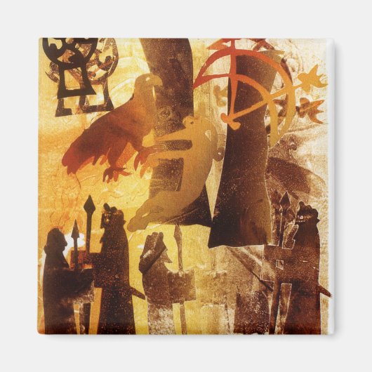 Aimant Pierre de garde et symboles (Devant)