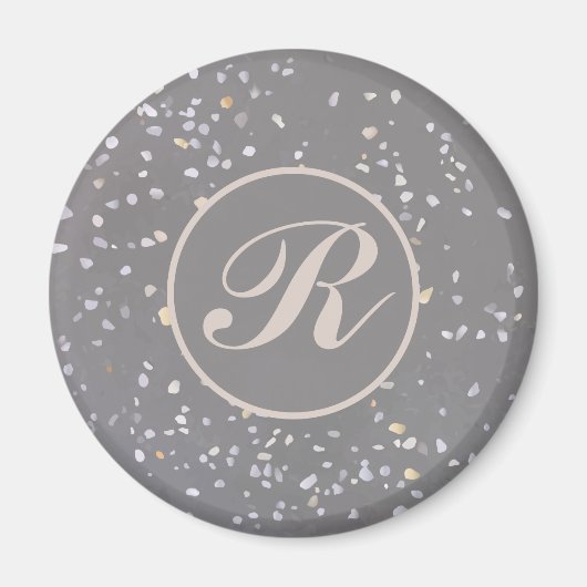 Aimant Pierre de Terrazzo Gris (Devant)