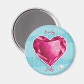 Aimant Pierres originales Juillet Ruby Red Heart (Recto/Verso)