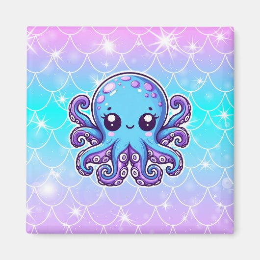 Aimant Pieuvre bleue mignonne (Devant)