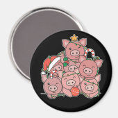 Aimant Pig Christmas Tree Funny Animal Christmas (Recto/Verso)