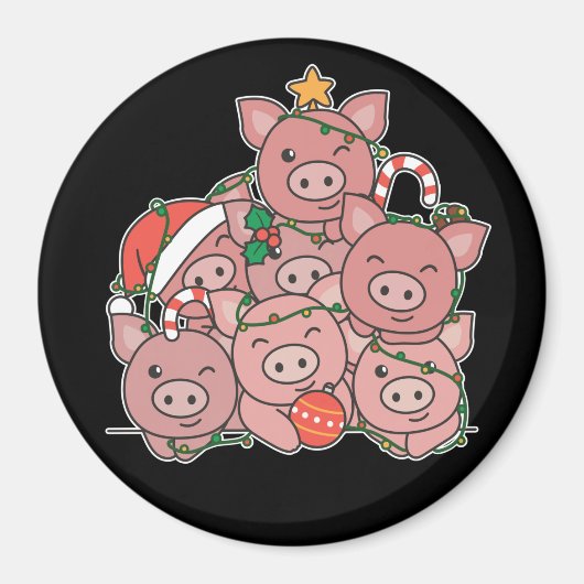 Aimant Pig Christmas Tree Funny Animal Christmas (Devant)