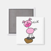 Aimant Pig dit T-shirts et cadeaux roses (Recto/Verso)