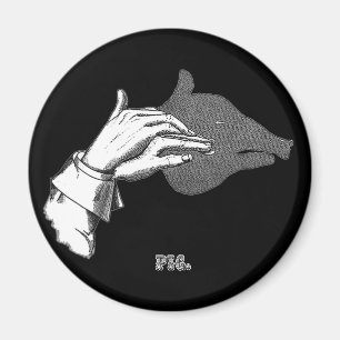 Aimant PIG Hand Shadow Art d'un livre antique