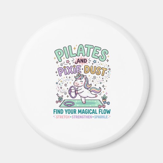 Aimant Pilates de licorne et poussière de pixie typograph (Devant)