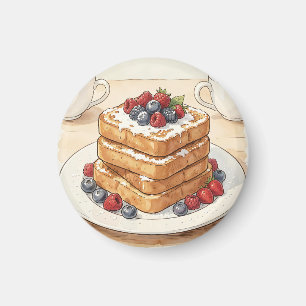Aimant Pile de pain perdu aux fruits rouges pour petit-dé
