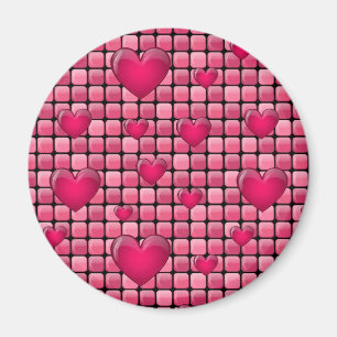 Aimant Pile rose avec des coeurs