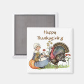 Aimant Pilgrim Girl - option de texte Personnaliser (Recto/Verso)