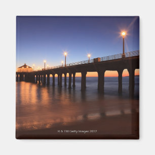 Aimant Pilier de Manhattan Beach au coucher du soleil, la