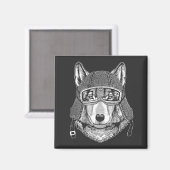 Aimant Pilote de motocyclette Wolf Dog (Recto/Verso)