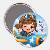 Aimant Pilotons le Petit Avion Mignon (Recto/Verso)