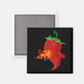 Aimant piment chaud rouge avec flamme (Recto/Verso)