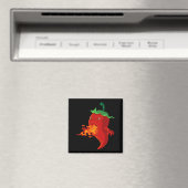 Aimant piment chaud rouge avec flamme (In Situ (Lave-vaisselle))