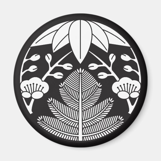 Aimant Pin, feuilles de bambou, prunier (Devant)