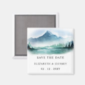 Aimant Pin Rustique Montagne Enregistrer l'aimant Date (Recto/Verso)