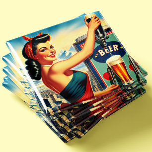 Aimant Pin-up de bière rétro