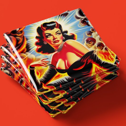 Aimant Pin-up Diabolique Rétro