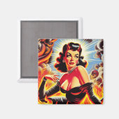 Aimant Pin-up Diabolique Rétro (Recto/Verso)