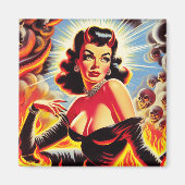 Aimant Pin-up Diabolique Rétro (Devant)