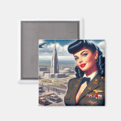 Aimant Pin-up Militaire Mignon (Recto/Verso)