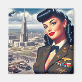 Aimant Pin-up Militaire Mignon (Devant)