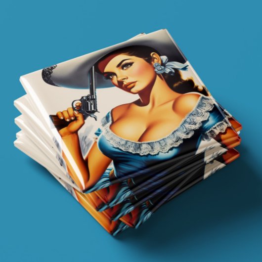 Aimant Pin-up rétro Far West
