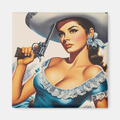 Aimant Pin-up rétro Far West (Devant)