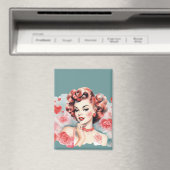 Aimant Pin-Up Rose Vintage – Ruby Rose | Romantiqu (In Situ (Lave-vaisselle))