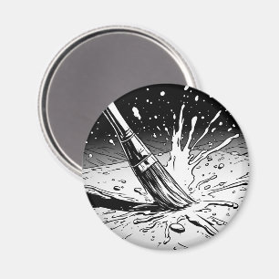 Aimant Pinceau de style graphique noir et blanc Tache de