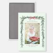 Aimant Pine Branche cadre photo Monnaie verte Noël (Recto/Verso)