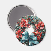 Aimant Pine Wreath avec Holly Christmas (Recto/Verso)