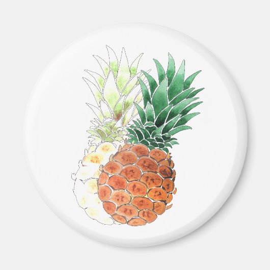 Aimant Pineapple, watercolor. (Devant)