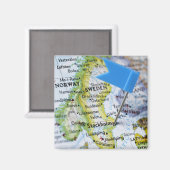 Aimant Pinglette de carte placée sur Stockholm, Suède sur (Recto/Verso)