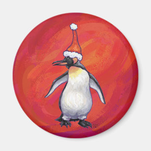 Aimant Pingouin à Santa Hat en rouge